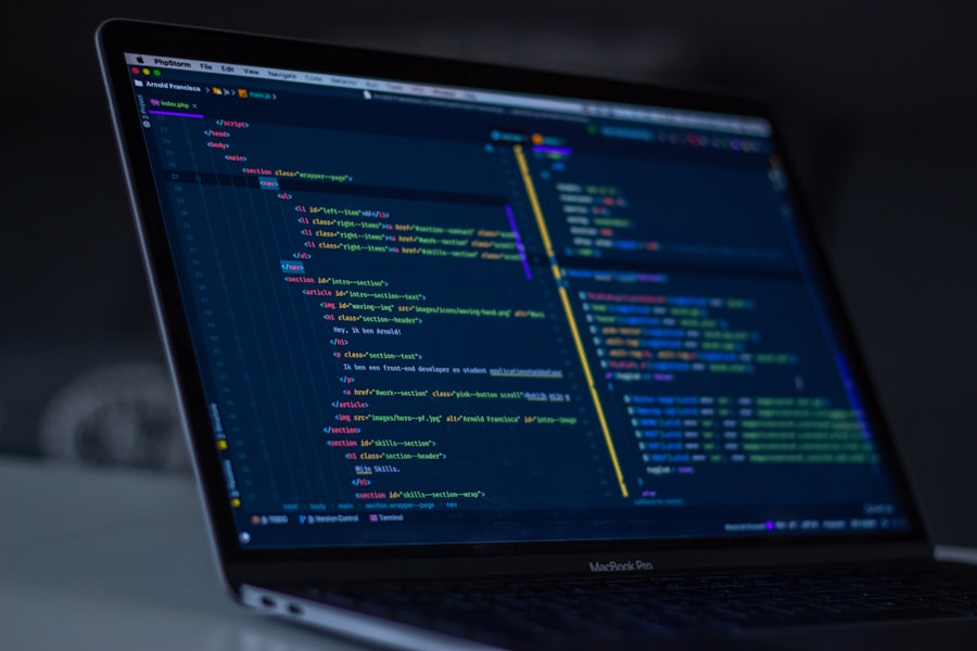 Software code on a screen