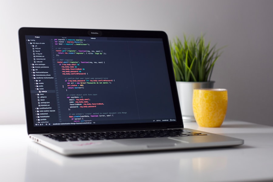 Website development on a laptop